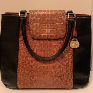 Brahmin black/brown croc Tuscan satchel
